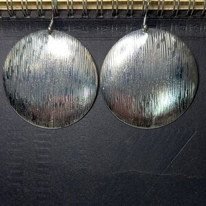 Silver Textured Round Earrings